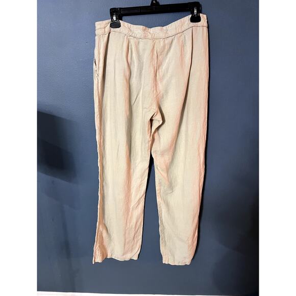 Chicos Pants Womens 1.5 (10) Beige Tan Wide Leg 100% Linen Airy Spring - Picture 2 of 9
